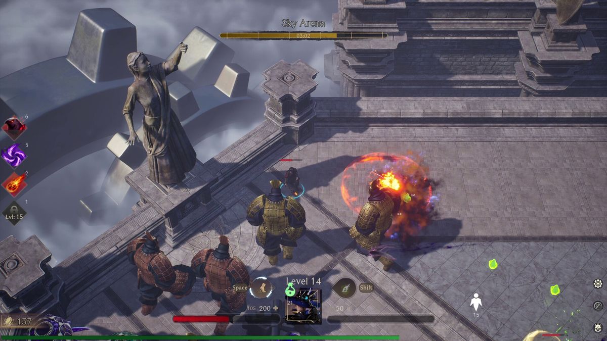 Spell effects clearing a horde